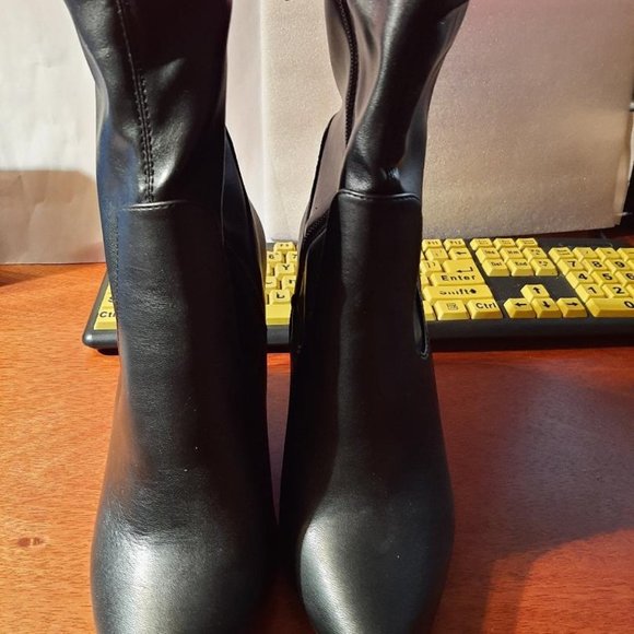 NEW ! Open Edit Jimmie Pointed Toe Wedge Bootie Black Women Size 8 - Picture 3 of 6